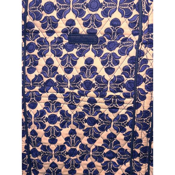 Vera Bradley Tote Bag Blue Cobalt Tile Quilted Shoulder Purse Large Handbag - Picture 3 of 6